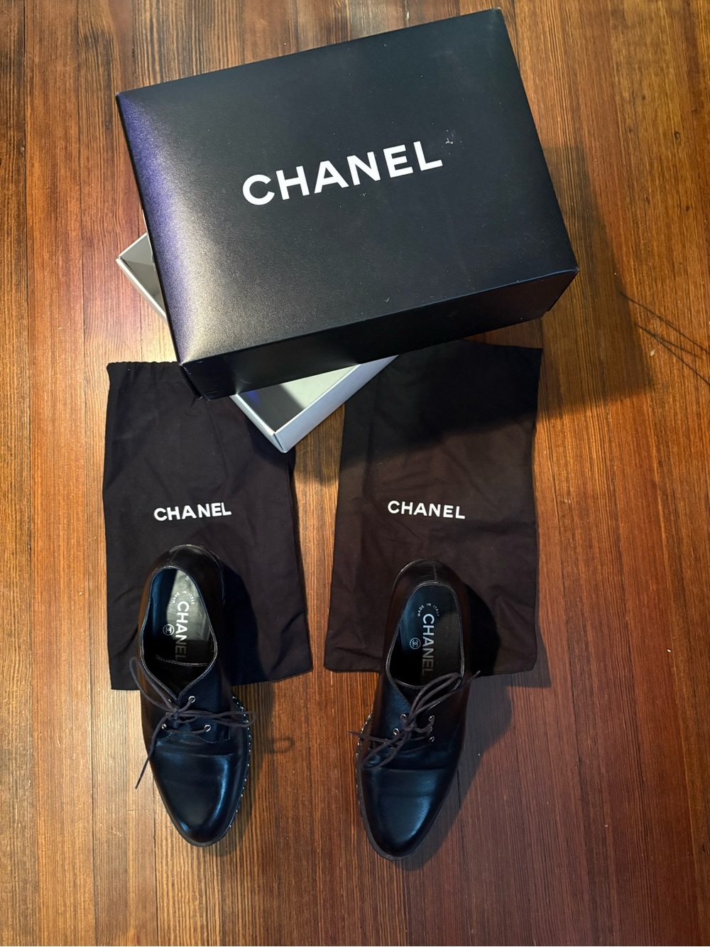 Chanel Women’s Black Patent Leather Lace-Up